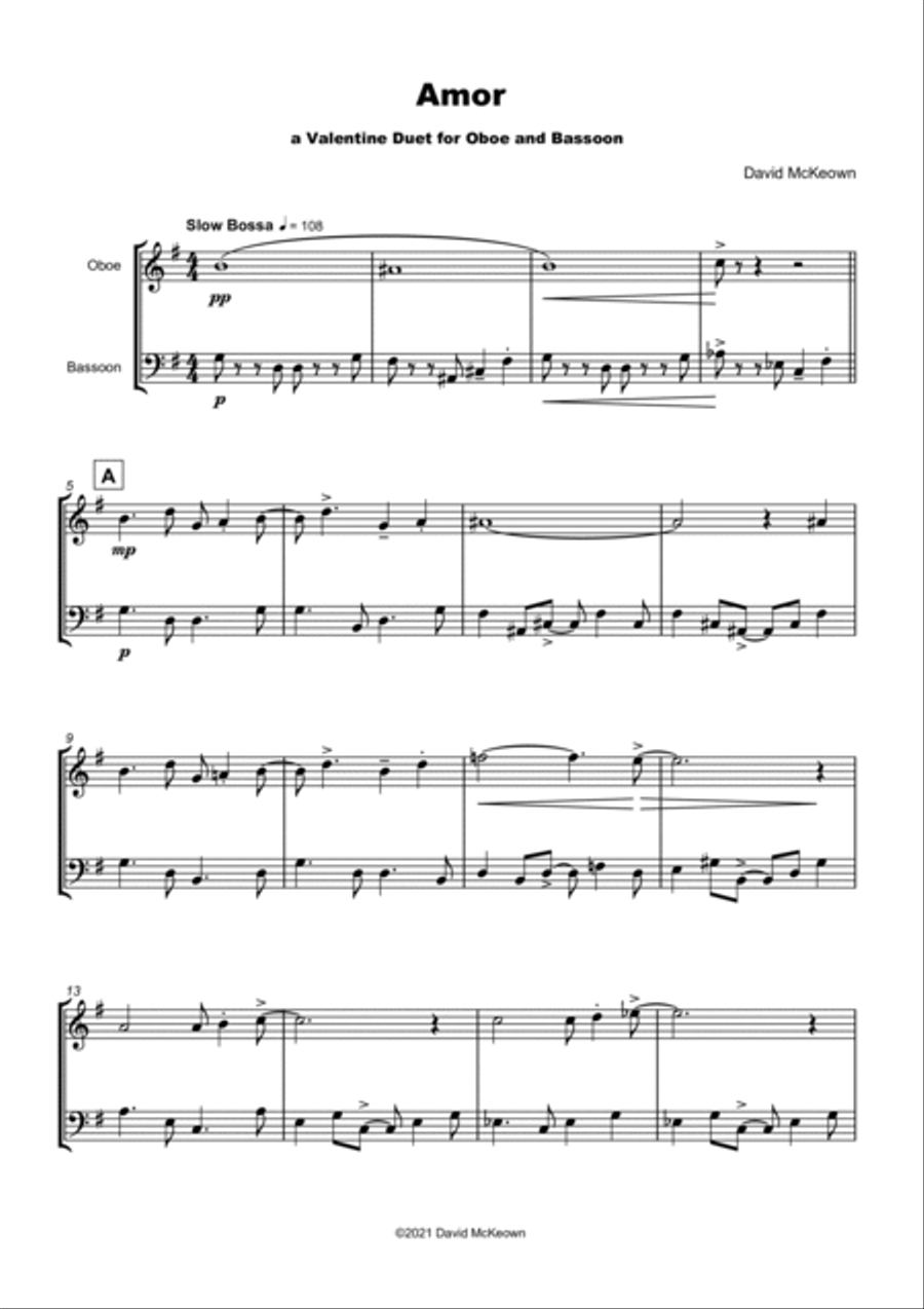 Amor, (Portuguese for Love), Oboe and Bassoon Duet Woodwind Duet scores gallery preview page 2