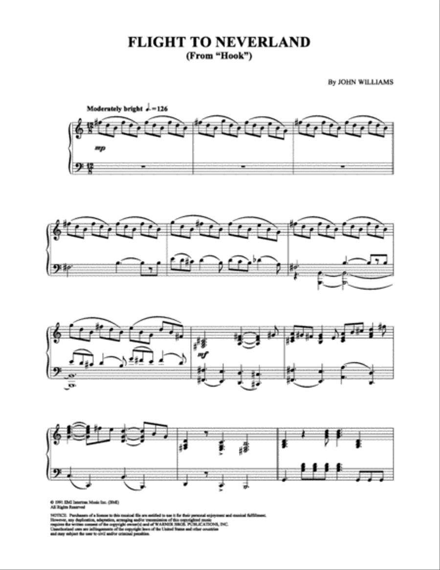 Flight to Neverland Piano Solo scores gallery preview page 1