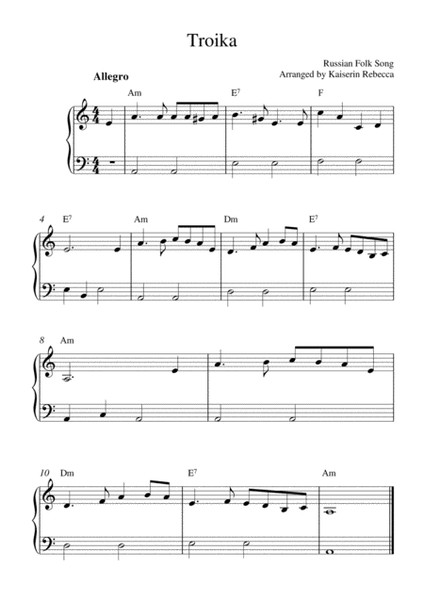 Troika (easy piano solo with chords) image number null