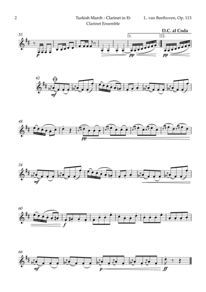 Turkish March by Beethoven for Clarinet Ensemble image number null