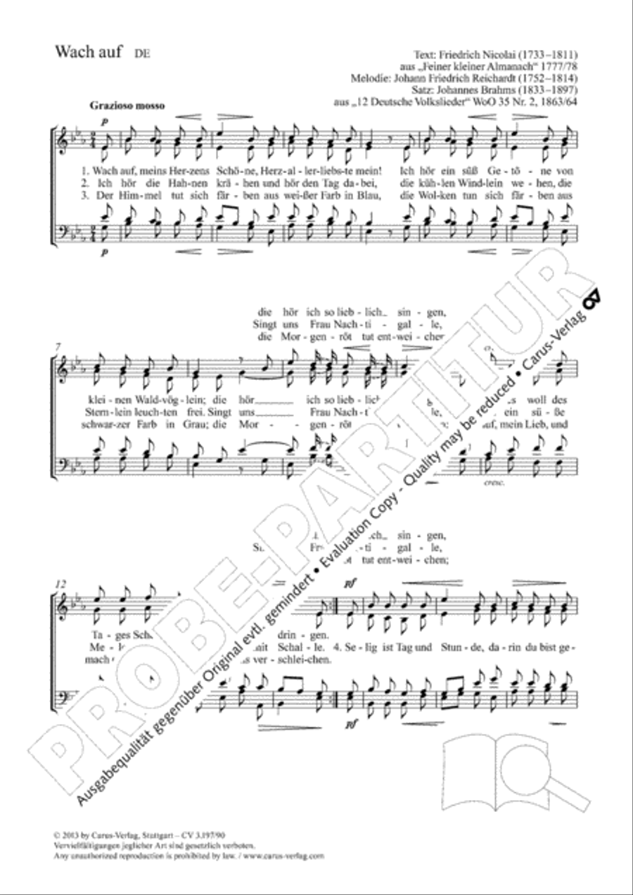 Wach auf, meins Herzens Schone 4-Part scores gallery preview page 2