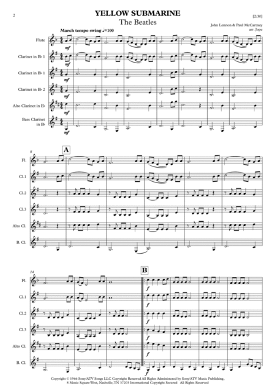 Yellow Submarine Yellow Submarine Woodwind Ensemble scores gallery preview page 2