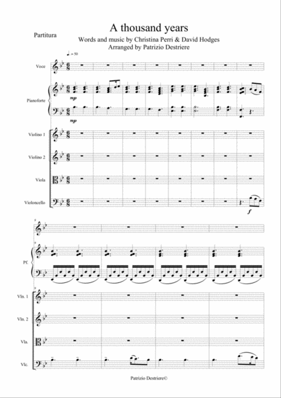 A Thousand Years Piano, Vocal, Guitar scores gallery preview page 1