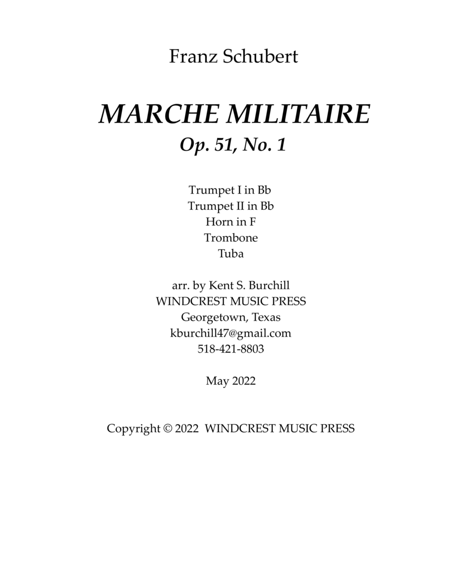 MARCHE MILITAIRE for Brass Quintet image number null