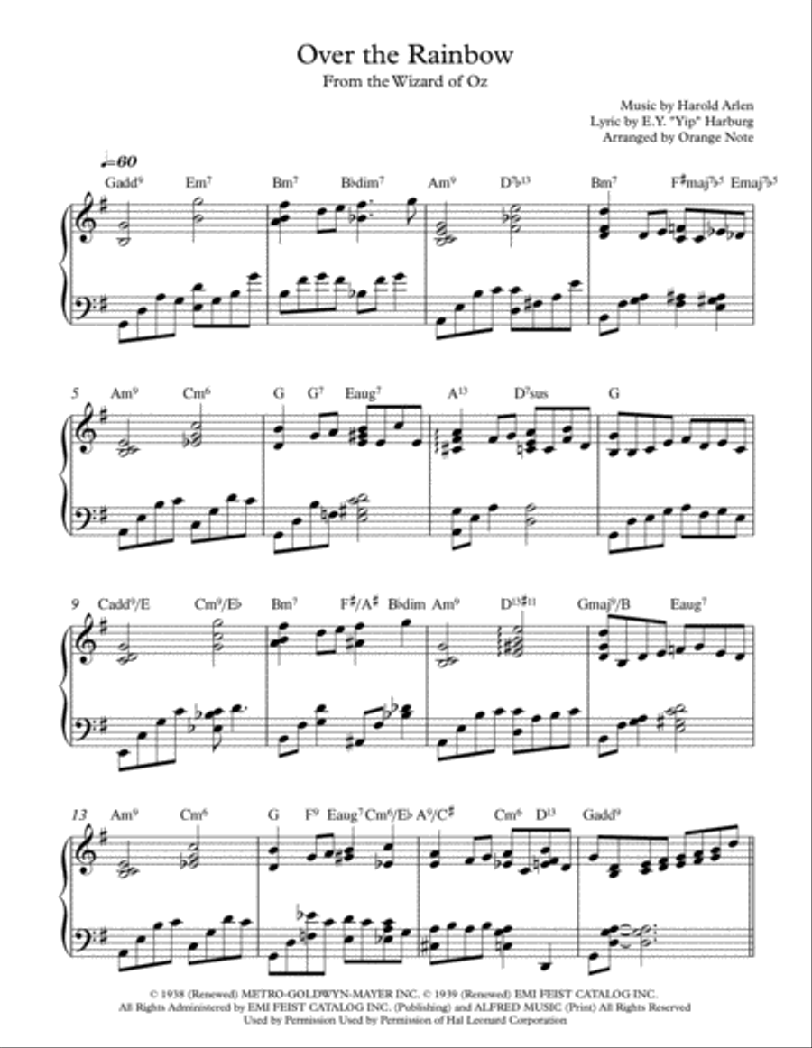 Over The Rainbow (from The Wizard Of Oz) Over The Rainbow (from The Wizard Of Oz) Piano Solo scores gallery preview page 2