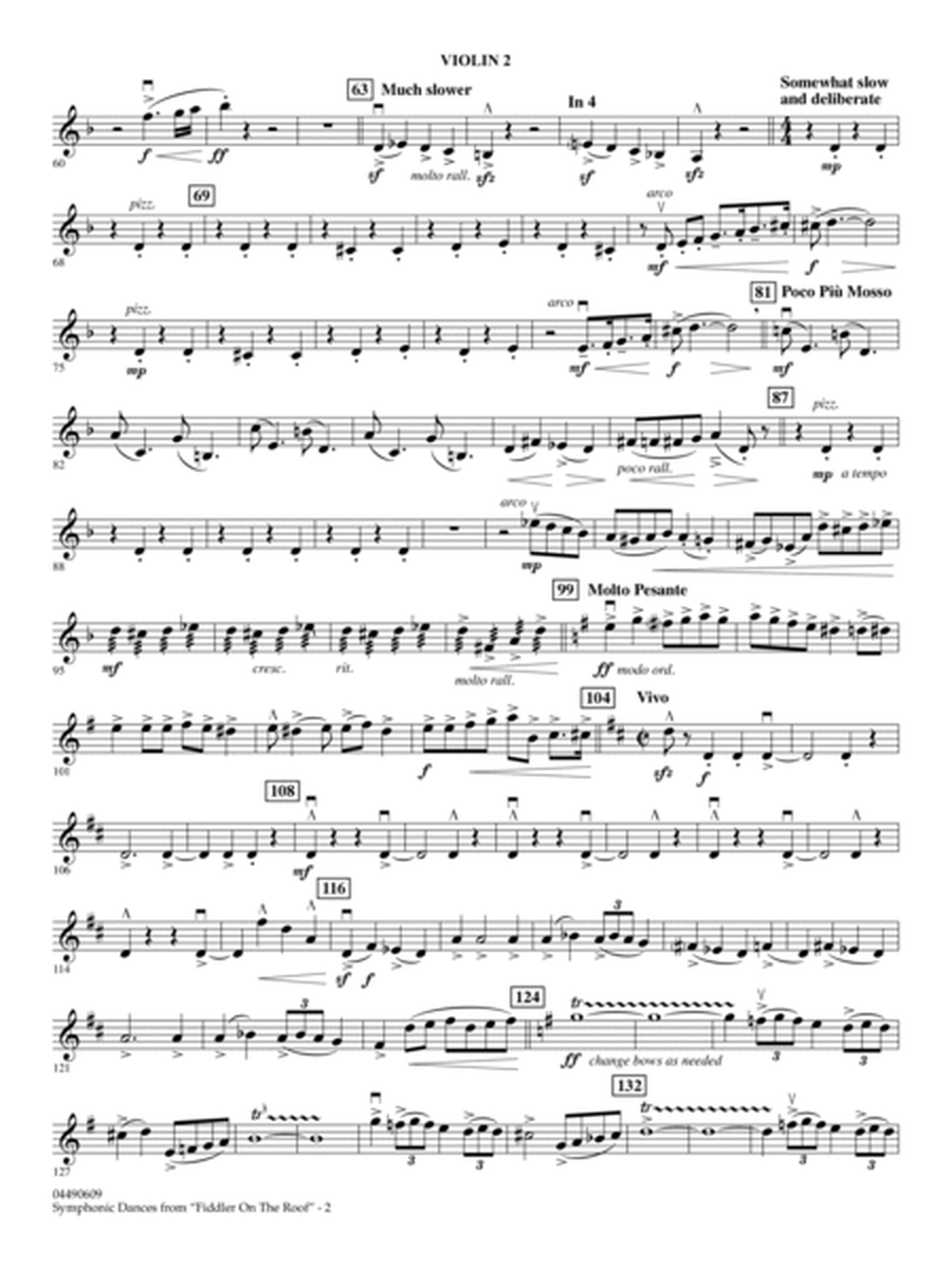 Symphonic Dances (from Fiddler On The Roof) (arr. Ira Hearshen) - Violin 2
