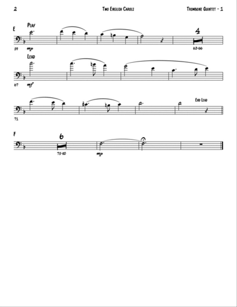 Two English Carols (Coventry Carol; What Child Is This?) - Trombone Quintet or Choir Choir scores gallery preview page 5