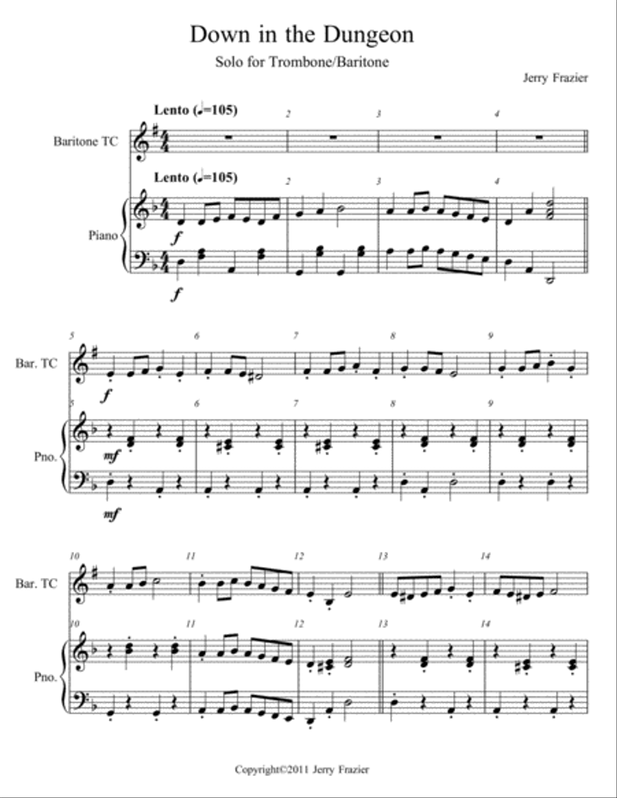 Down in the Dungeon - Baritone TC Baritone Horn TC scores gallery preview page 2
