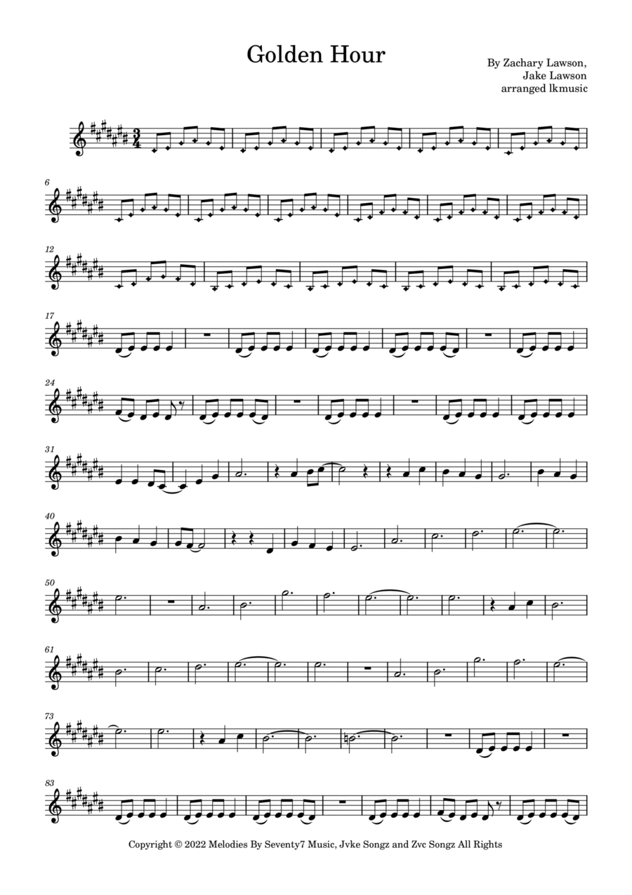 Golden Hour Alto Saxophone scores gallery preview page 1