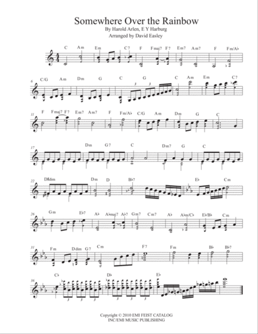 Over The Rainbow Piano Solo scores gallery preview page 1
