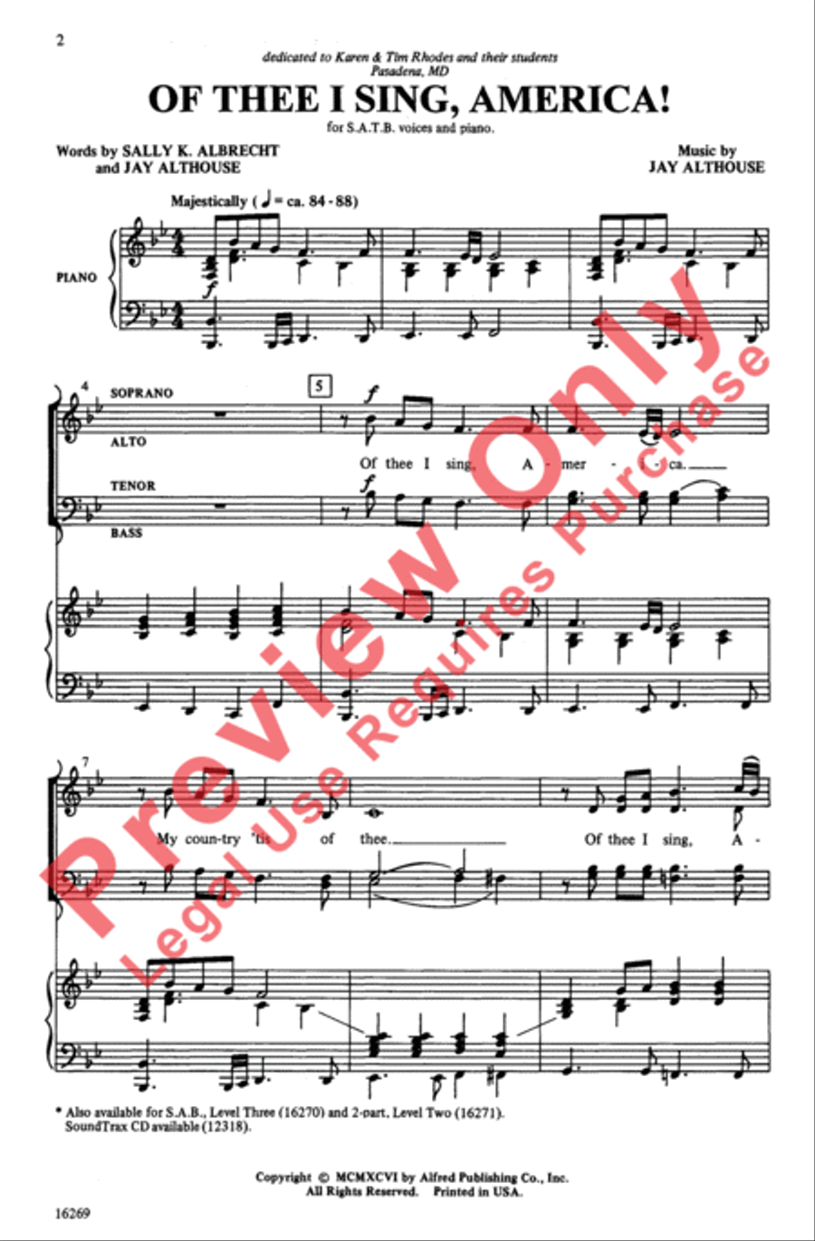 Of Thee I Sing, America! 4-Part scores gallery preview page 2