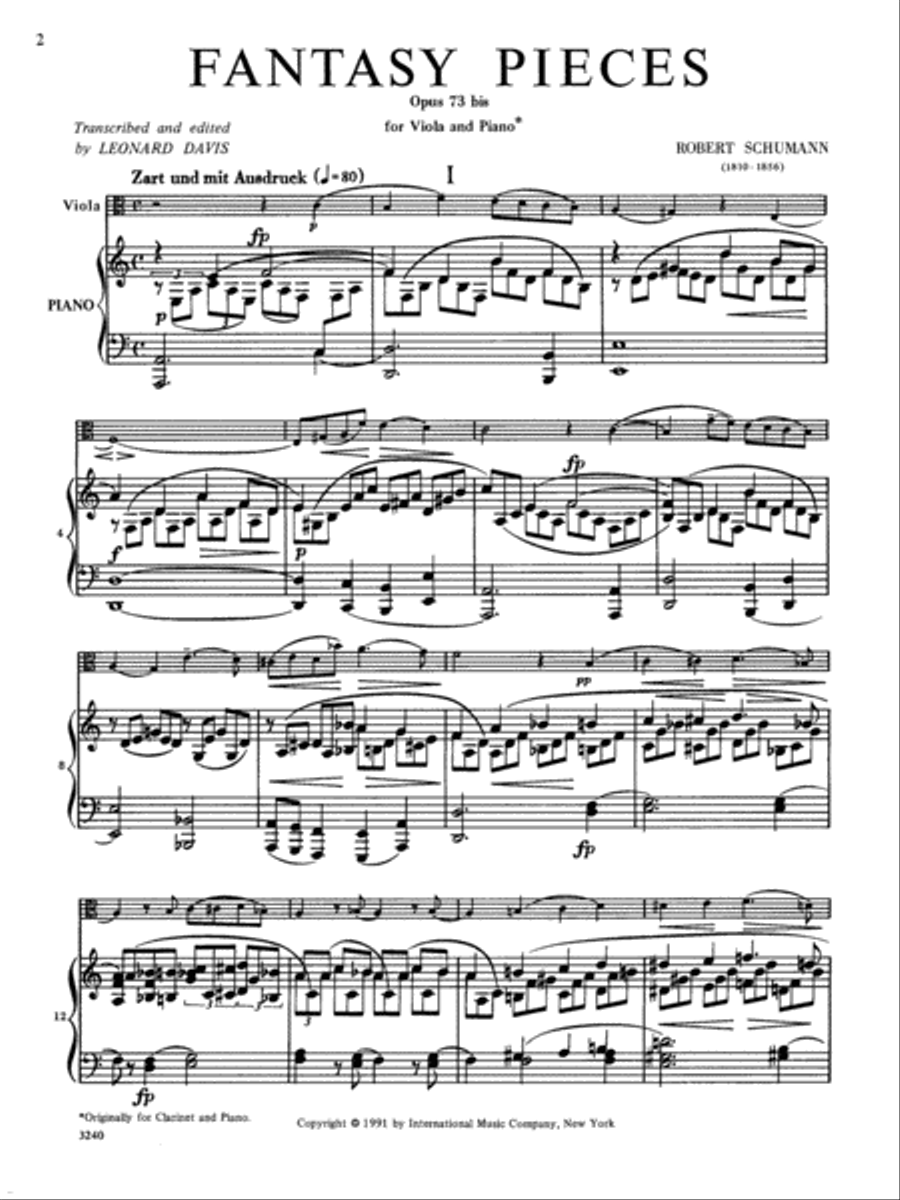 Fantasy Pieces, Opus 73 Fantasy Pieces, Opus 73 Piano Accompaniment scores gallery preview page 2