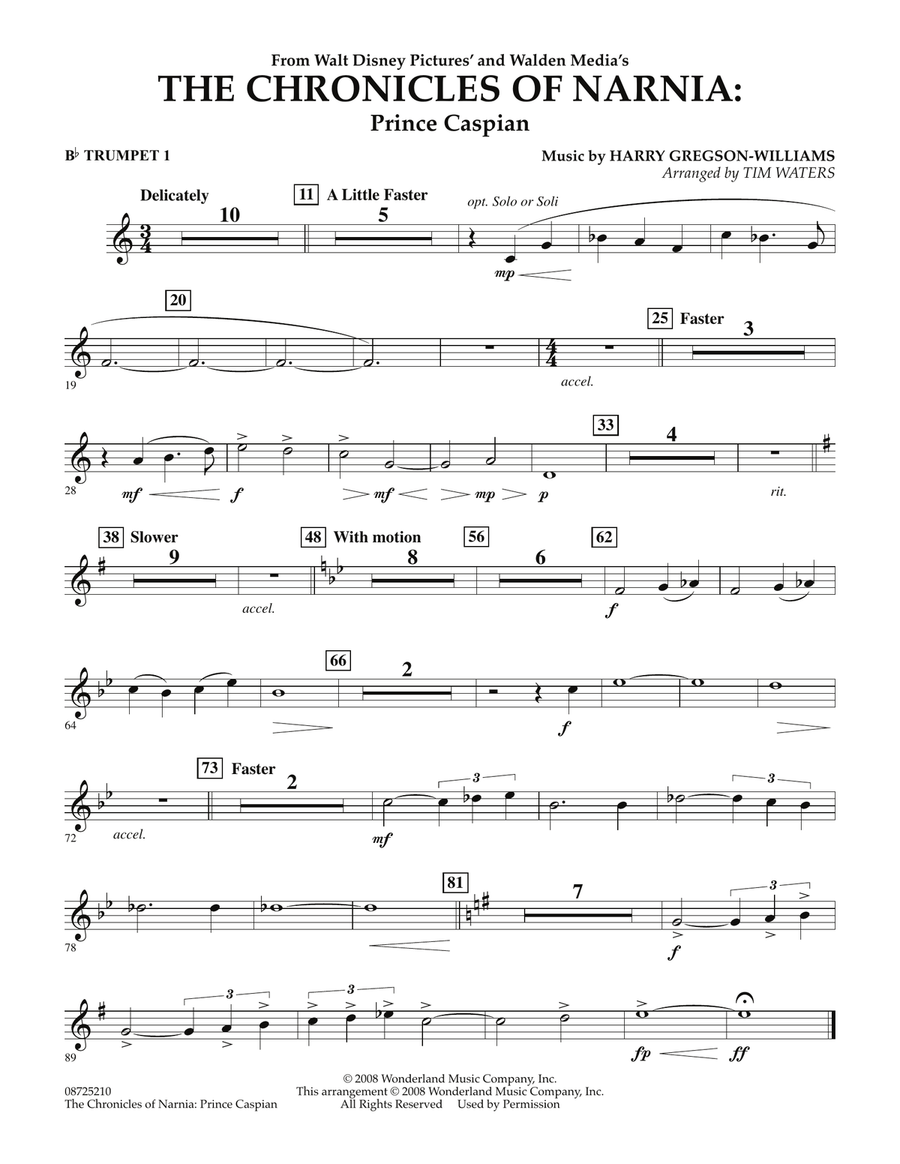 The Chronicles Of Narnia: Prince Caspian - Bb Trumpet 1 Concert Band scores gallery preview page 1