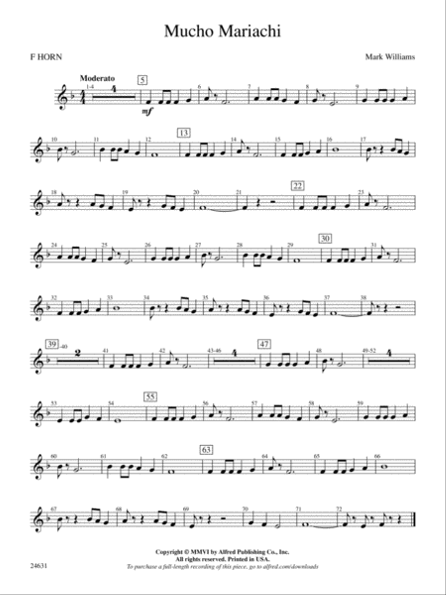 Mucho Mariachi: 1st F Horn Concert Band scores gallery preview page 1