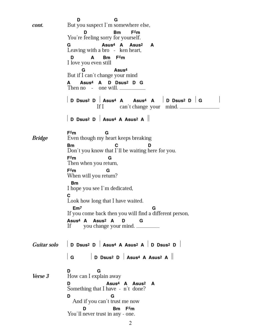 If I Can't Change Your Mind Acoustic Guitar scores gallery preview page 2