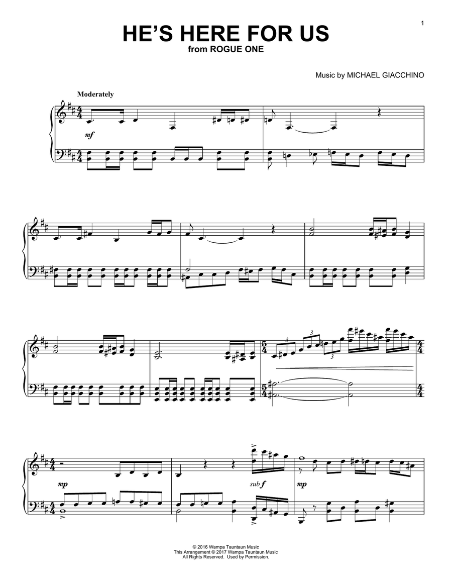 He's Here For Us Piano Solo scores gallery preview page 1