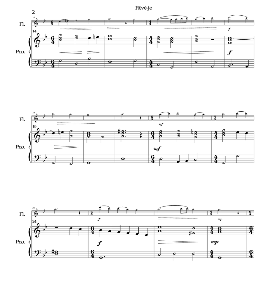 Rêvé-je (Am I dreaming) for flute and piano image number null
