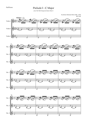 Prelude 1 in C Major BWV 846 (from Well-Tempered Clavier Book 1) for Violin Trio