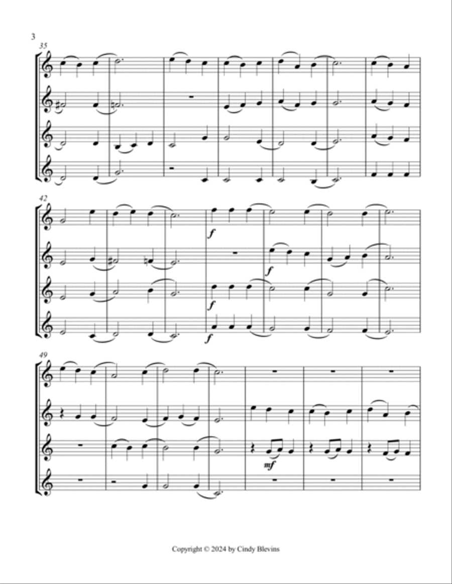 Faith Of Our Fathers, for Violin Quartet String Quartet scores gallery preview page 4