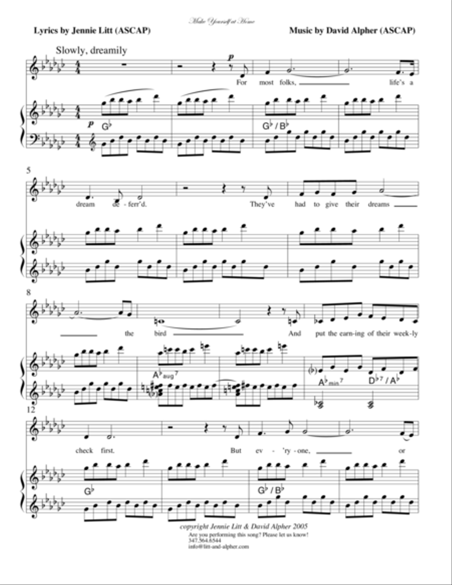Make Yourself At Home Voice scores gallery preview page 1