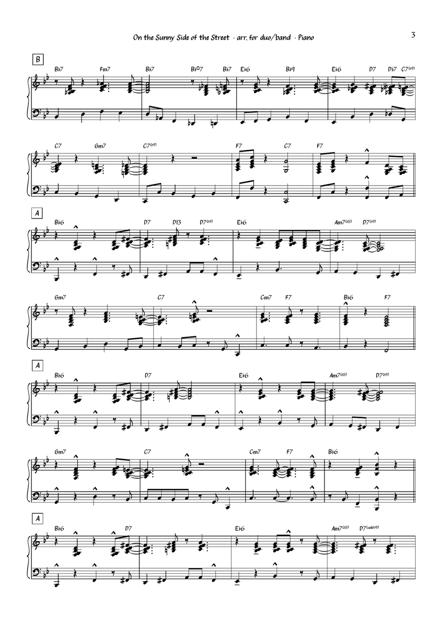On The Sunny Side Of The Street B-Flat Clarinet scores gallery preview page 6