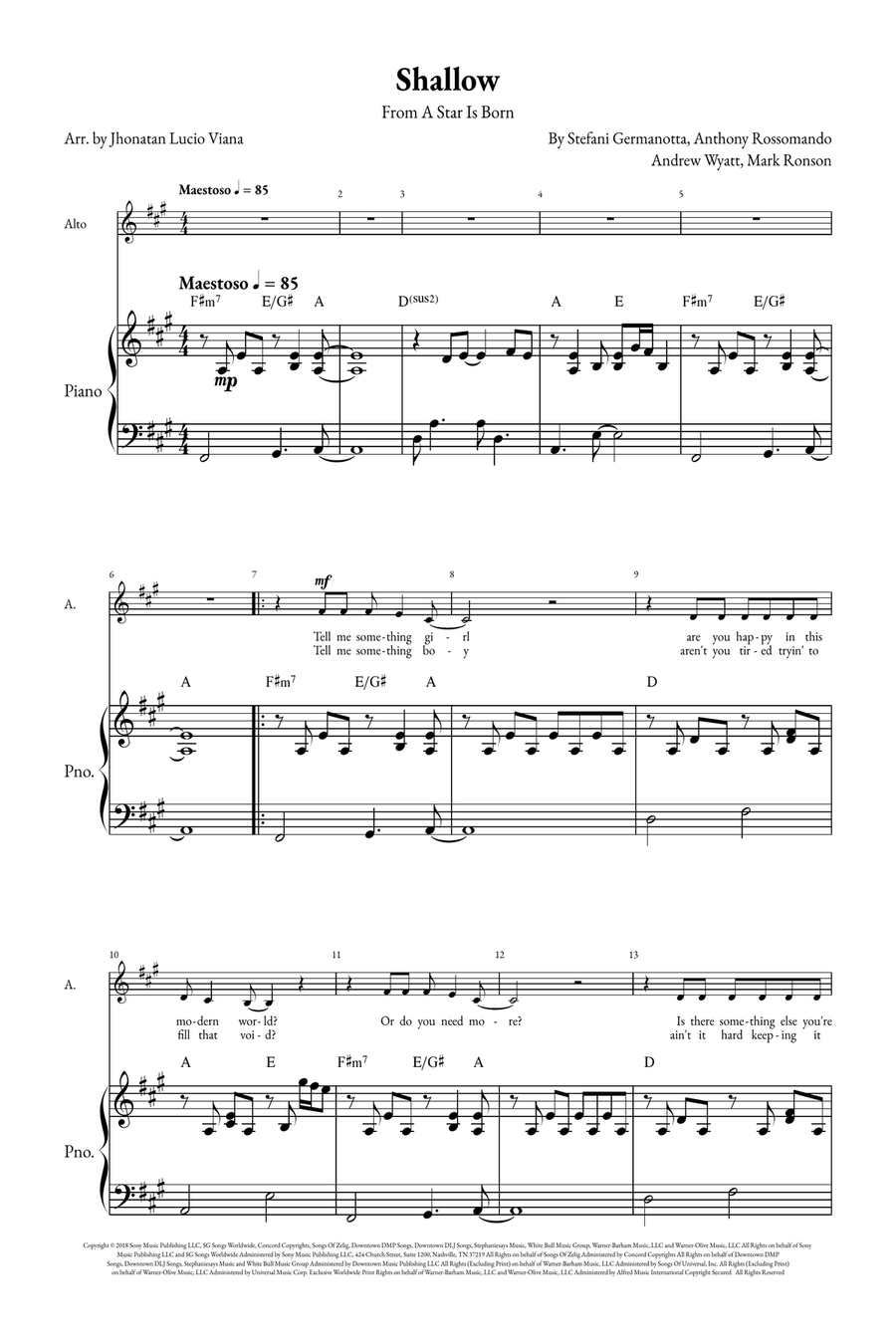 Shallow A Cappella scores gallery preview page 1