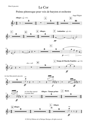 Ange Flégier: Le Cor for baritone voice and orchestra: flute 2 (piccolo) part