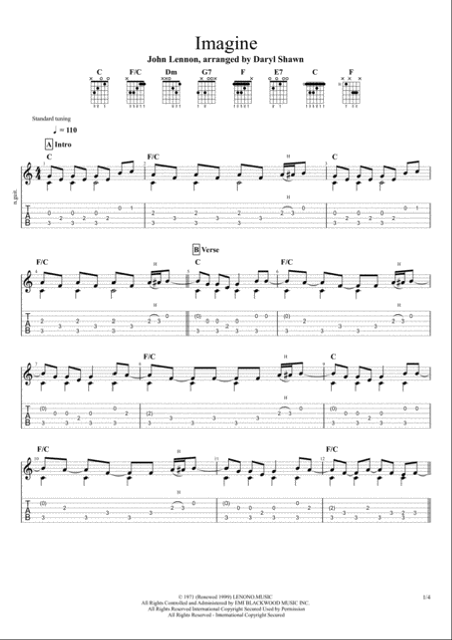 Imagine Guitar Tablature scores gallery preview page 2