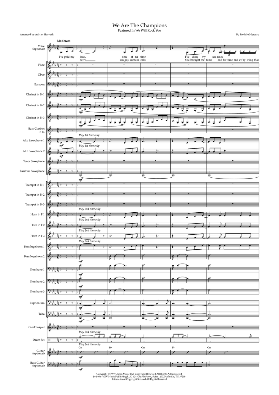 We Are The Champions Concert Band scores gallery preview page 3
