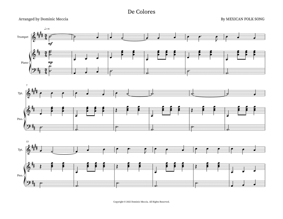 De Colores Trumpet Duet scores gallery preview page 1