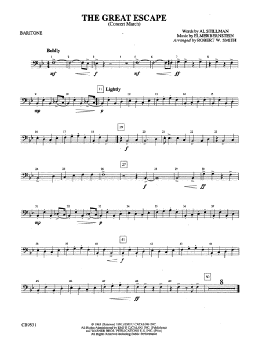 The Great Escape March: Baritone B.C. Concert Band scores gallery preview page 1