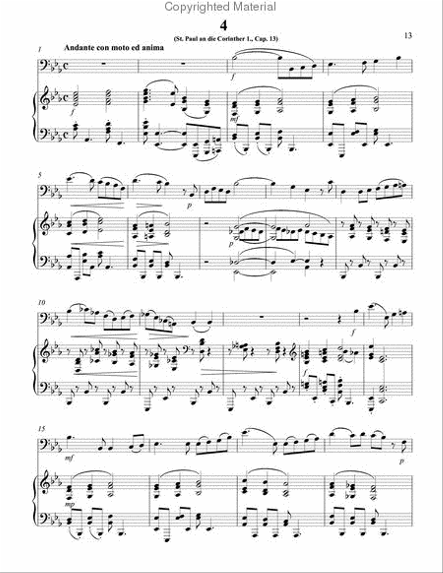 Four Serious Songs for Trombone or Bass Trombone and Piano Bass Trombone scores gallery preview page 5