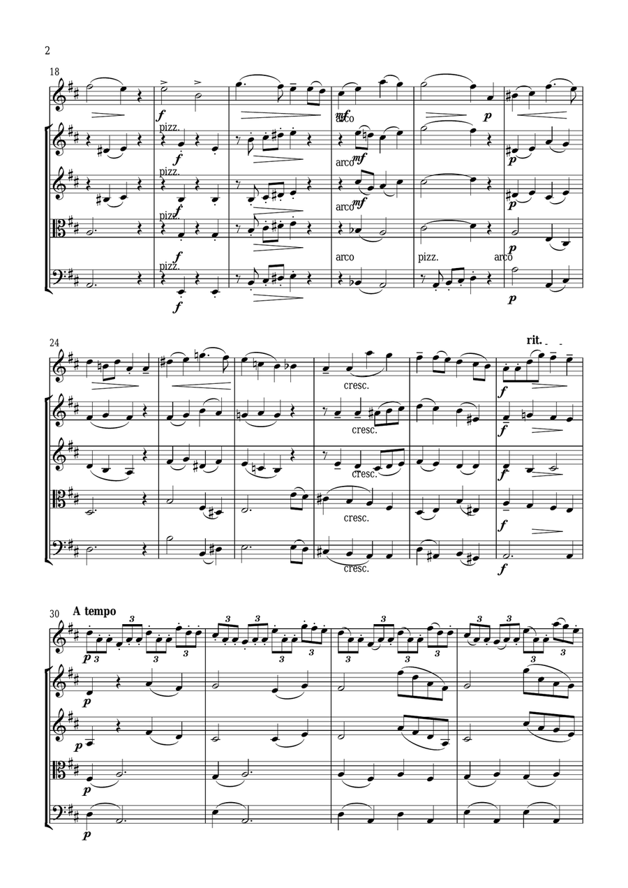 Seitz 1st movement from Pupil (Student) Concerto No.5 in D major for Violin and Piano arranged for V String Orchestra scores gallery preview page 2