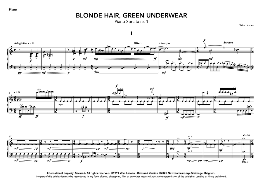Blonde Hair, Green Underwear Piano Solo scores gallery preview page 1