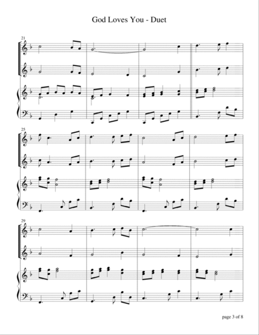 God Loves You (Violin and/or Flute Duet) Flute scores gallery preview page 4