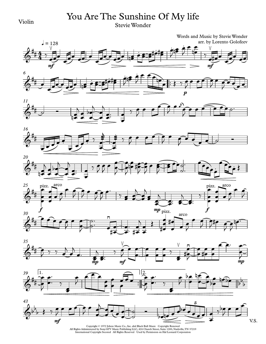 You Are The Sunshine Of My Life String Duet scores gallery preview page 4
