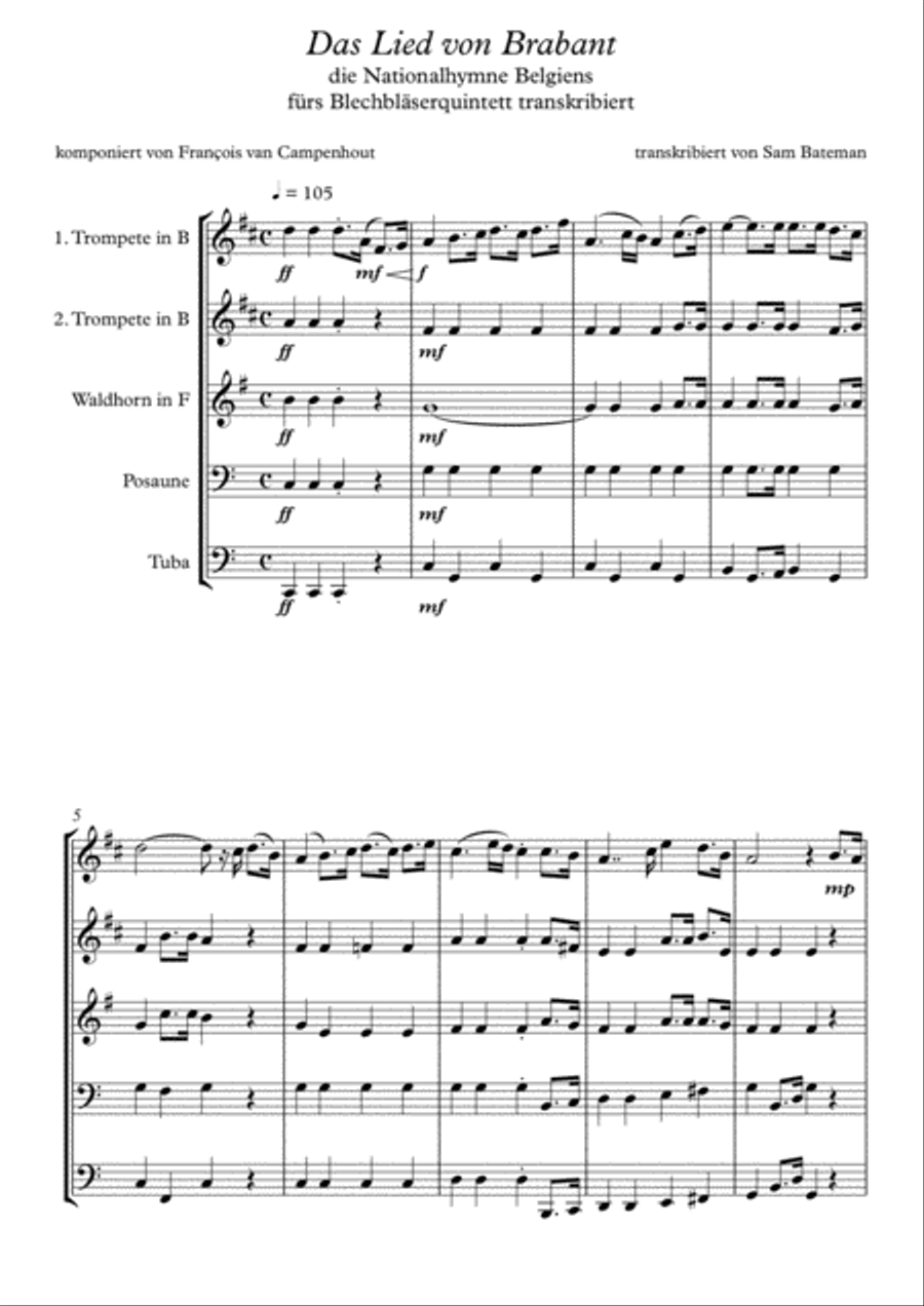 Das Lied von Brabant Brass Ensemble scores gallery preview page 1