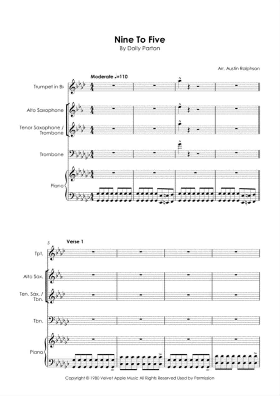 Nine To Five Tenor Saxophone scores gallery preview page 3