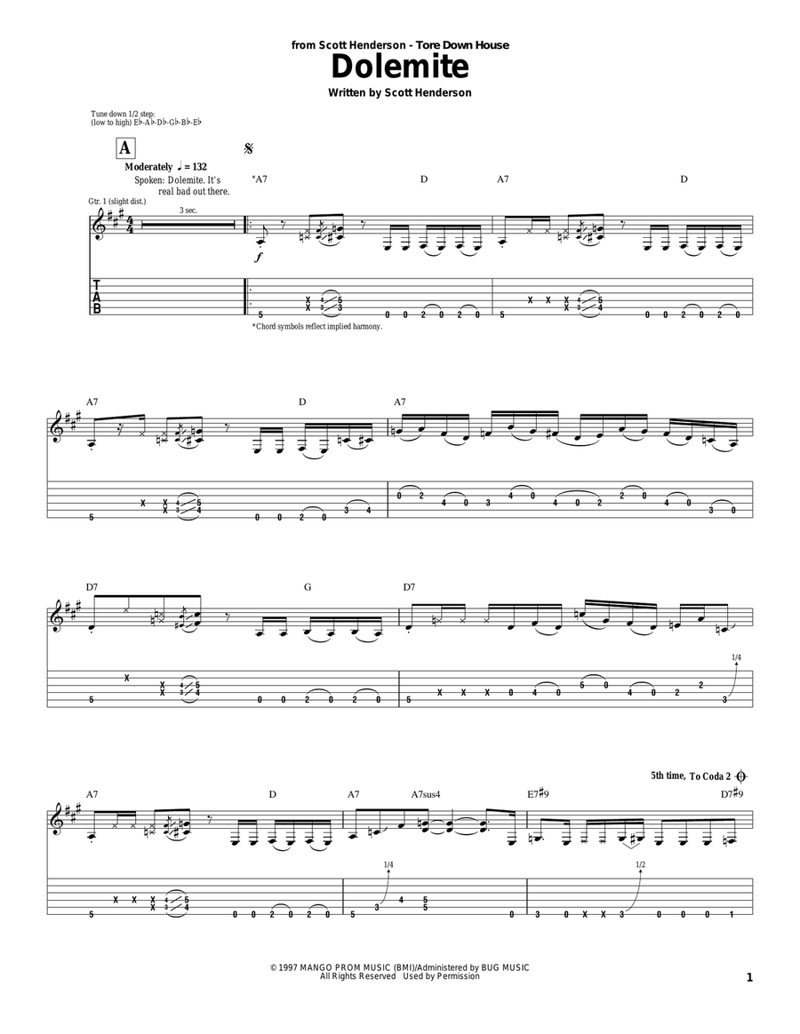 Dolemite Acoustic Guitar scores gallery preview page 1