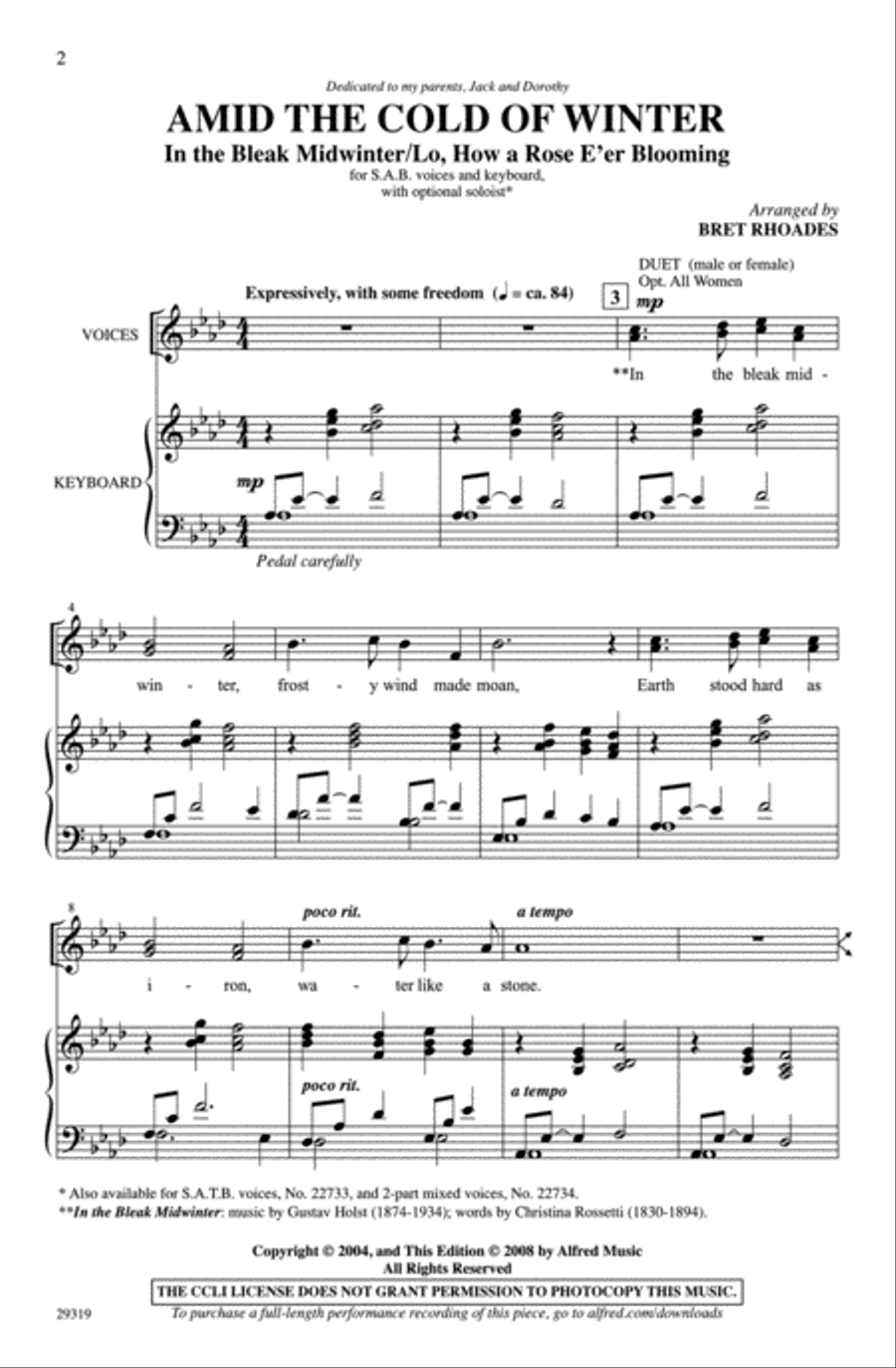 Amid the Cold of Winter Amid the Cold of Winter 3-Part scores gallery preview page 2