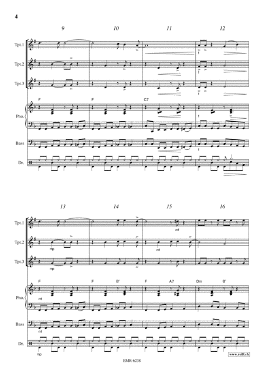 Kumbaya Trumpet Trio scores gallery preview page 4