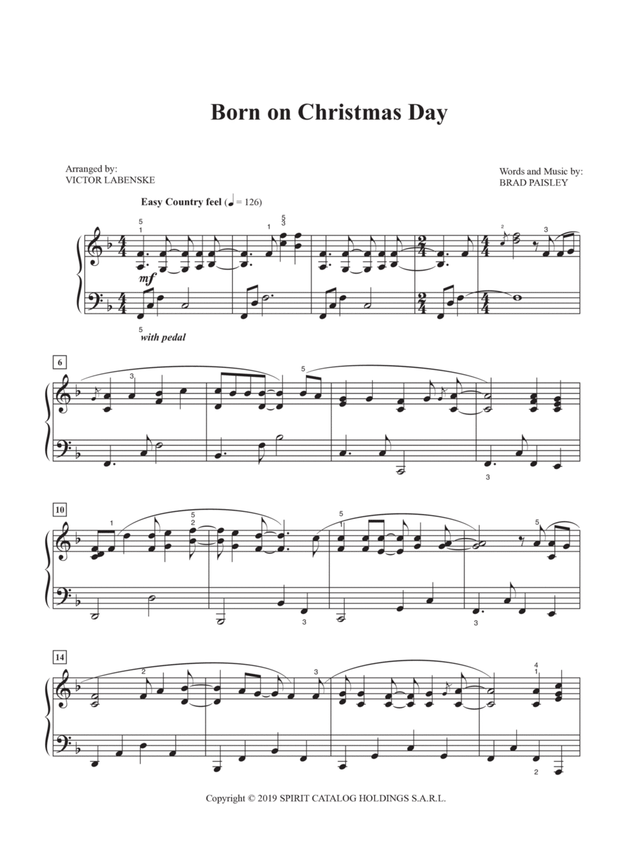 Born On Christmas Day Piano Solo scores gallery preview page 1