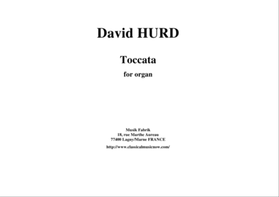 David Hurd: Toccata for organ Organ Solo scores gallery preview page 1