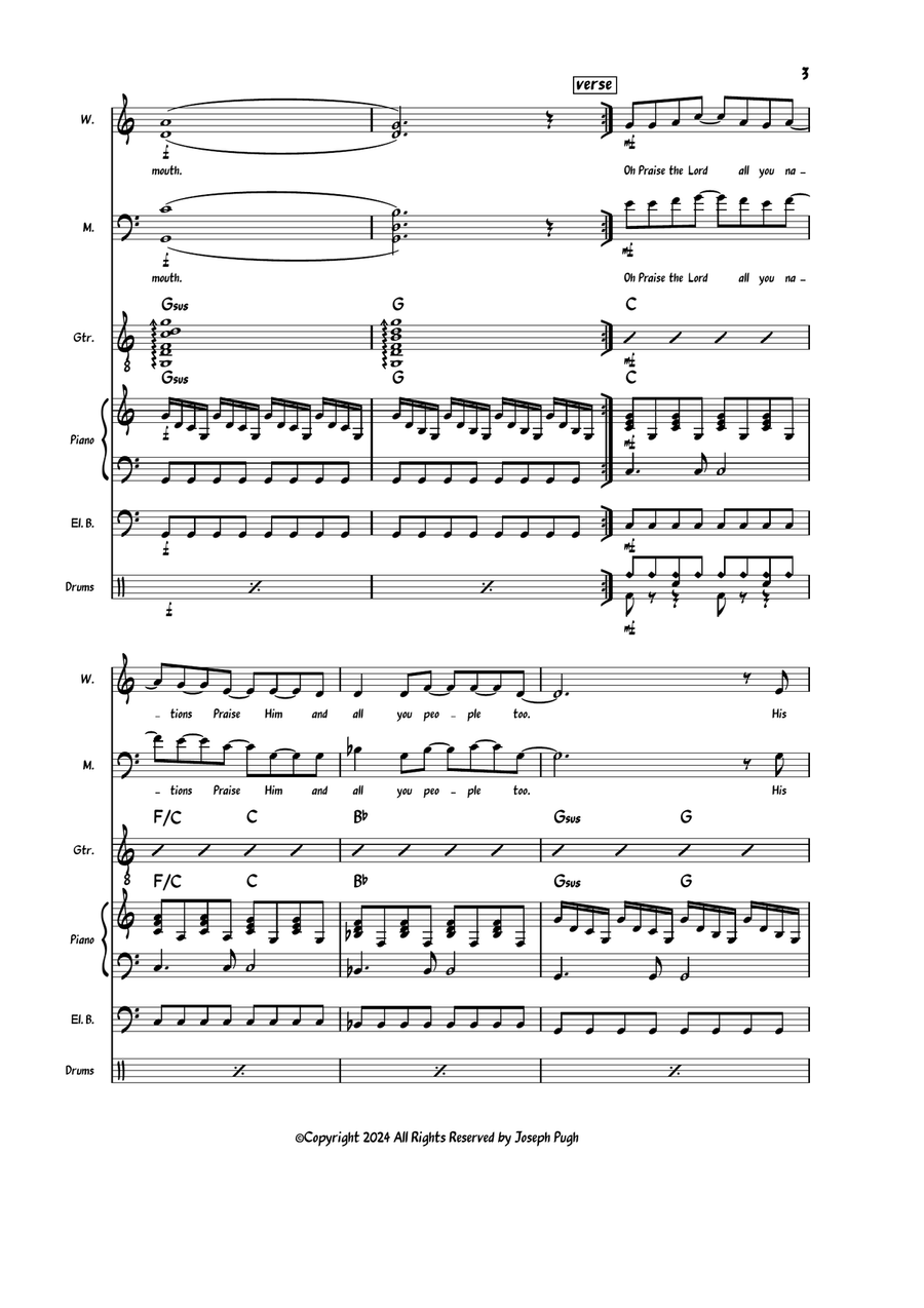 Oh Praise The Lord (Psalm 117) 2-Part scores gallery preview page 3