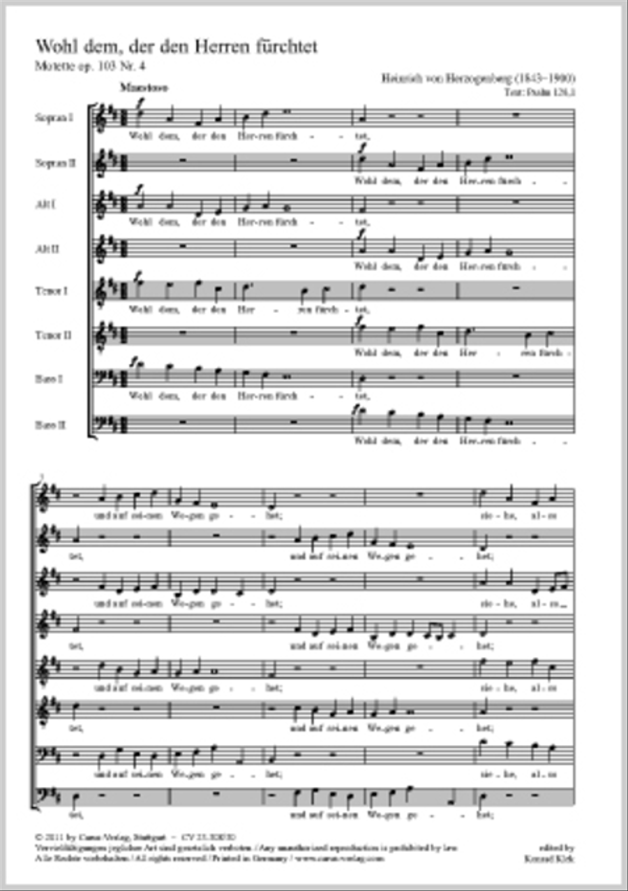 Blessed are all those who fear God (Wohl dem, der den Herren furchtet) SSAATTBB scores gallery preview page 1