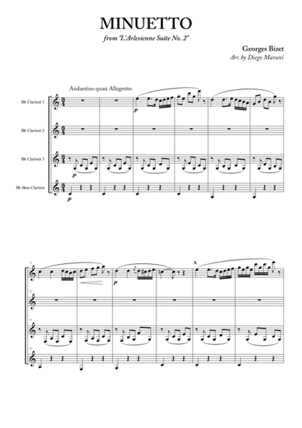 Minuetto from "L'Arlesienne Suite No. 2" for Clarinet Quartet image number null