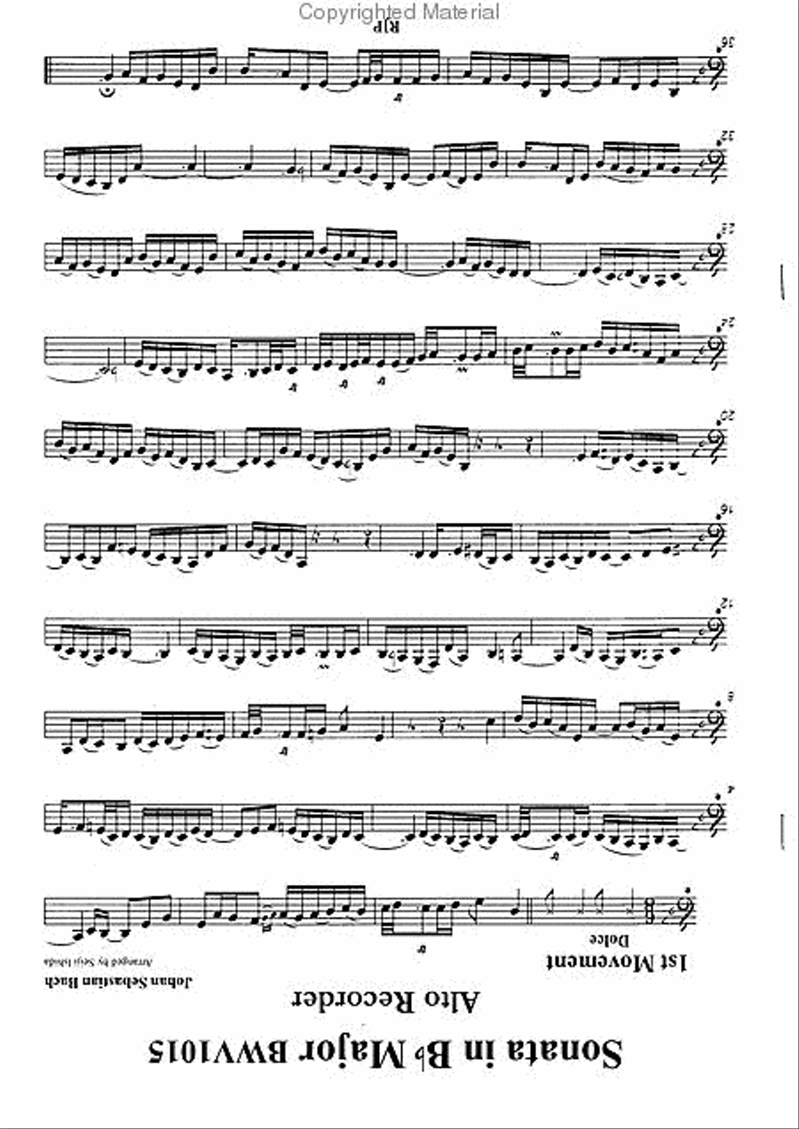 Sonata in B-flat Major, BWV 1015 Alto Recorder scores gallery preview page 2