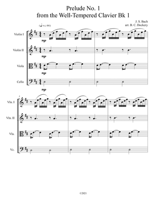 Prelude No.1 from The Well-Tempered Clavier Book 1 BWV 846 (String Quartet)