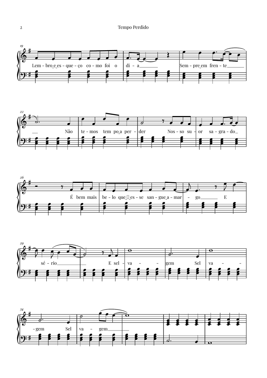 Tempo Perdido Piano Solo scores gallery preview page 2