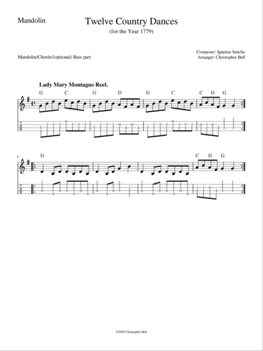 Ignatius Sancho - Twelve Country Dances String Duet scores gallery preview page 1